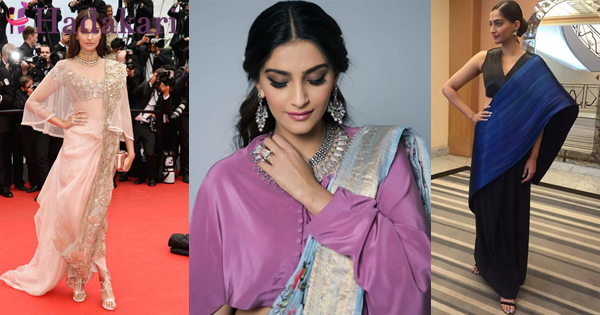 ඔයාටත් ඇඳින්න පුලුවන් සෝනම් කපූර් සාරි විලාසිතා | Sonam Kapoor Saree fashions that you also can try